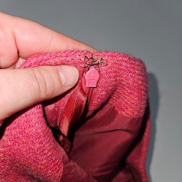 Linda Allard Ellen Tracy Pink 100% Wool Skirt Size 8 Petite 8P Lined Rear Slit - Picture 4 of 8